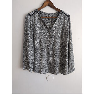 Talbot Petite Gray Snake Print 3/4 Sleeve Top Women Sz Lp Chiffon Office Career